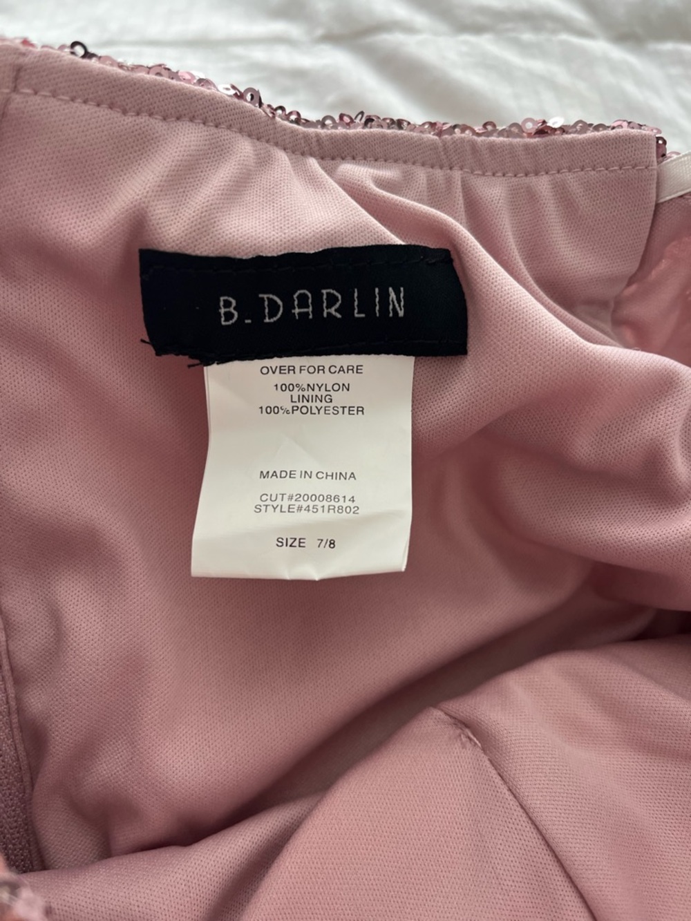B Darlin Sequin Cap-Sleeve Dress in Rose Pink - Picture 6 of 6